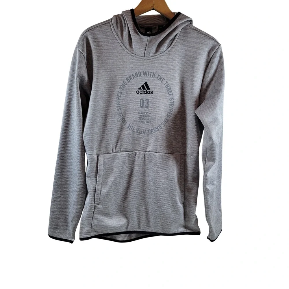 Adidas Hoodie‎ Mens Small Gray Excellent Athletic Graphic Pullover Sweatshirt